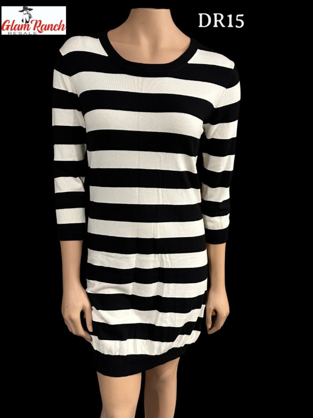 VGC French Connection Black & Cream Sweater Dress SZ 10